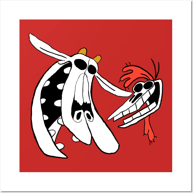 Cow And Chicken Skulls Wall Art by TheDeathOfMyChildhood1